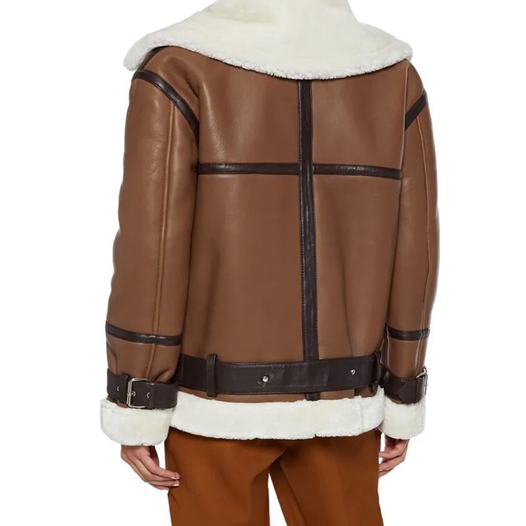 🆕 Kat Belted Shearling Jacket In Brown WALTER BAKER - Picture 4 of 8